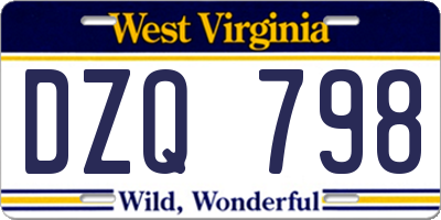 WV license plate DZQ798