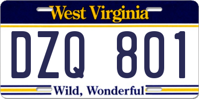 WV license plate DZQ801