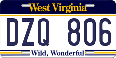 WV license plate DZQ806
