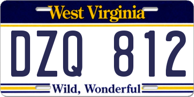 WV license plate DZQ812