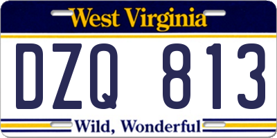 WV license plate DZQ813