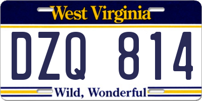 WV license plate DZQ814