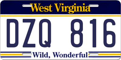 WV license plate DZQ816