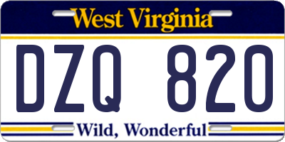 WV license plate DZQ820