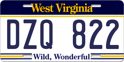 WV license plate DZQ822