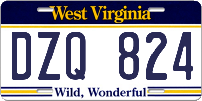 WV license plate DZQ824