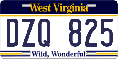 WV license plate DZQ825