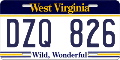 WV license plate DZQ826