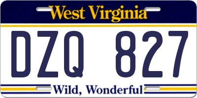 WV license plate DZQ827