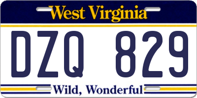 WV license plate DZQ829