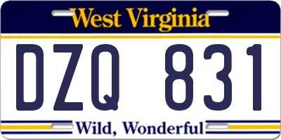 WV license plate DZQ831