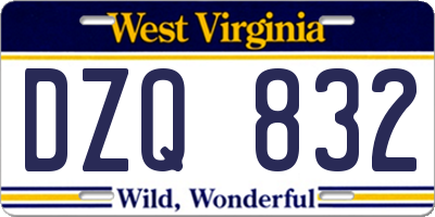 WV license plate DZQ832