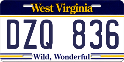 WV license plate DZQ836