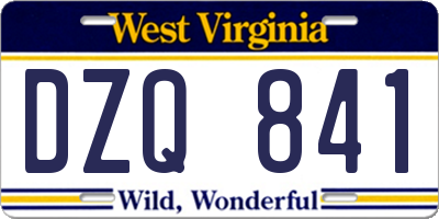 WV license plate DZQ841