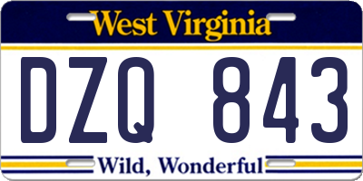 WV license plate DZQ843