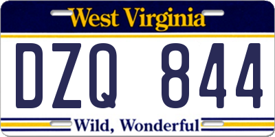 WV license plate DZQ844