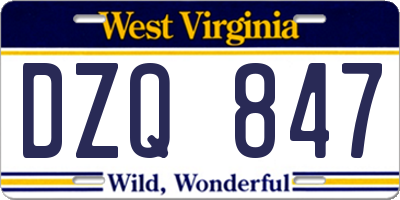 WV license plate DZQ847