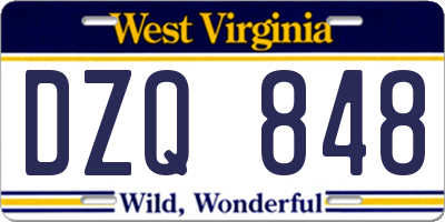 WV license plate DZQ848