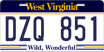 WV license plate DZQ851