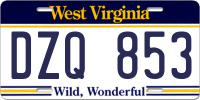 WV license plate DZQ853