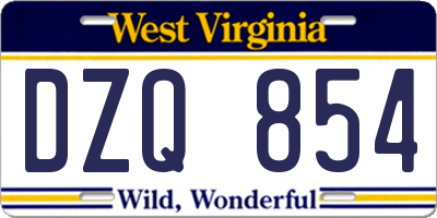 WV license plate DZQ854