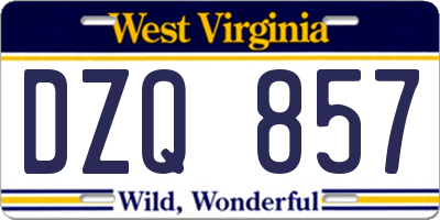 WV license plate DZQ857