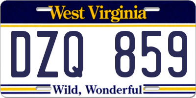 WV license plate DZQ859