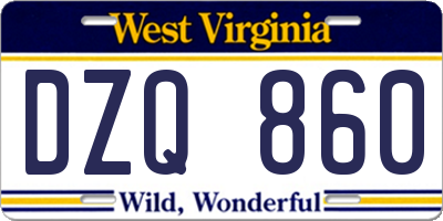 WV license plate DZQ860