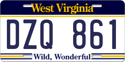 WV license plate DZQ861