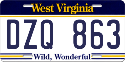 WV license plate DZQ863