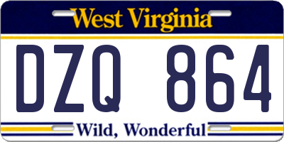 WV license plate DZQ864