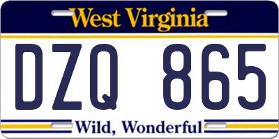 WV license plate DZQ865