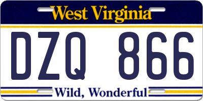 WV license plate DZQ866