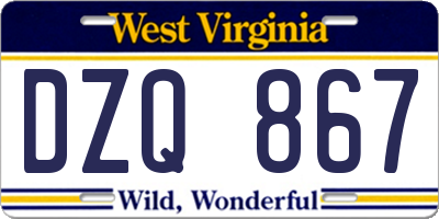 WV license plate DZQ867