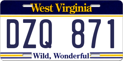 WV license plate DZQ871