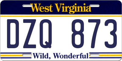 WV license plate DZQ873