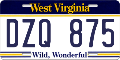 WV license plate DZQ875