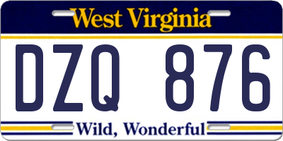 WV license plate DZQ876