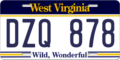 WV license plate DZQ878