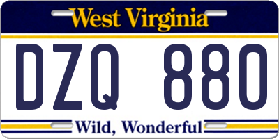 WV license plate DZQ880