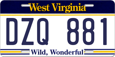WV license plate DZQ881