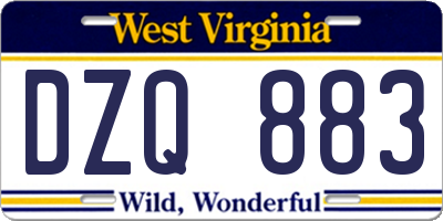 WV license plate DZQ883