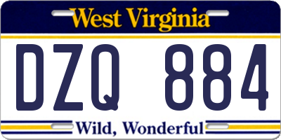 WV license plate DZQ884