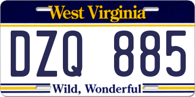 WV license plate DZQ885