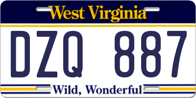 WV license plate DZQ887