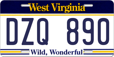 WV license plate DZQ890