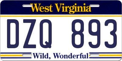 WV license plate DZQ893