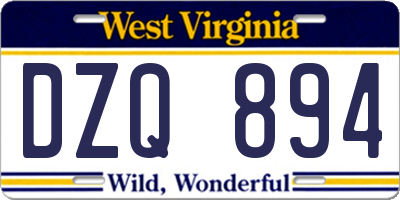 WV license plate DZQ894