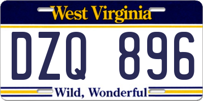 WV license plate DZQ896