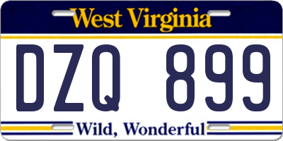 WV license plate DZQ899